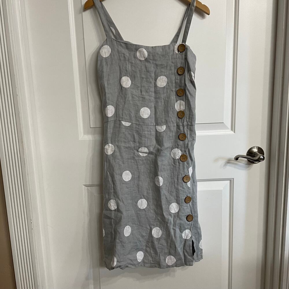 La Strada Linen Dress Summer Italy Polka Dot Size Large